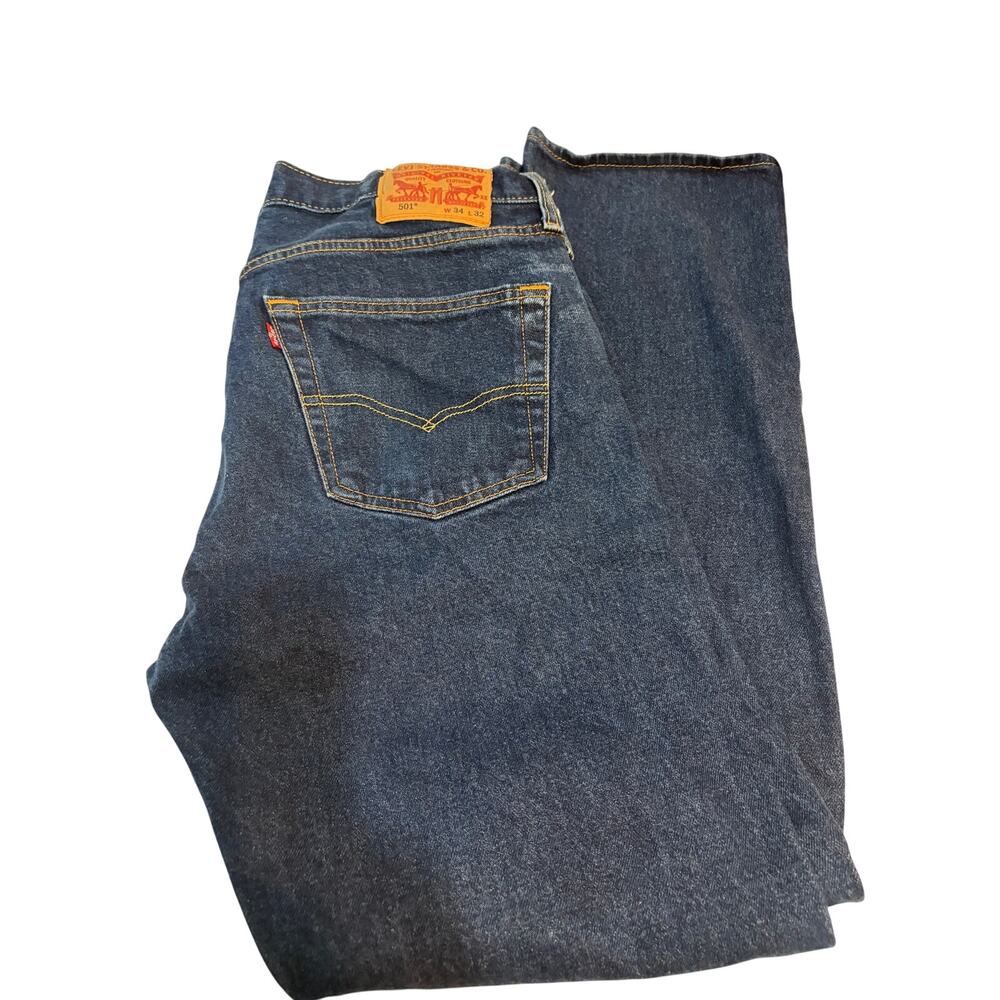 Levi's 501 Original Fit Men's Jeans W34 L32 Dark Wash Button Fly Straight Leg